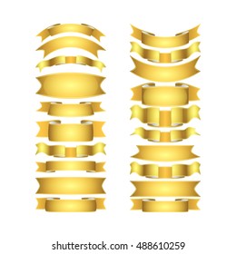 isolated vector colored satin ribbons set - golden