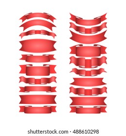 isolated vector colored satin ribbons set - red