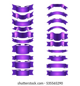 isolated vector colored satin ribbons set - violet