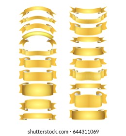 isolated vector colored satin ribbons set - golden