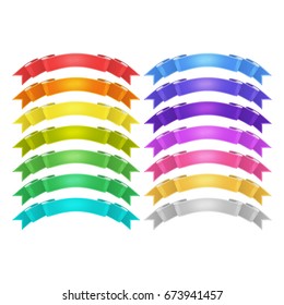 isolated vector colored satin ribbons set