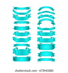 isolated vector colored satin ribbons set - blue