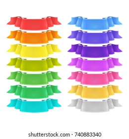 isolated vector colored satin ribbons set