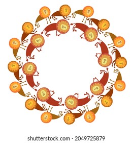 Isolated vector colorful design vignette of sunny orange lions. The design is perfect for decorations, stickers, badges, pins, cards, stationery, packaging.