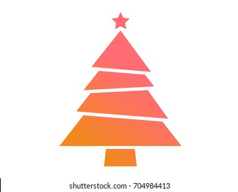 Isolated vector colorful gradient Christmas tree flat icon