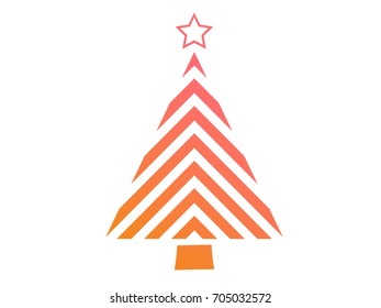 Isolated vector colorful gradient Christmas tree flat icon