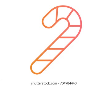 Isolated vector colorful gradient pink to orange Christmas candy stick line icon