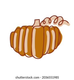 Isolated vector colorful illustration of decorative lined set of grey silhouettes of pumpkins in pastel orange tones. Perfect for decorations, textiles, advertisements, logos, stickers, badges