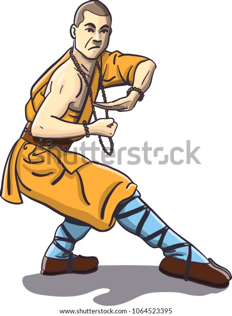 Isolated Vector Comic Shaolin Monk Kung Stock Vector (Royalty Free ...