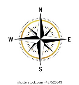 Isolated vector compass. Vector geo mark Wind Rose. Rose Wind in lineal style. Image of Compass for Columbus Day. Vector marine wind rose for travel, navigation design.