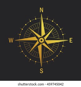 Isolated vector compass. Vector geo mark Wind Rose. 