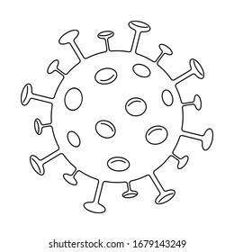 Isolated vector coronavirus icon.  COVID-19. Lineart pictogram of the virus cell on the white background. 2019-nCov contour pictogram for health and medical designs. Deadly type of virus. Lockdown