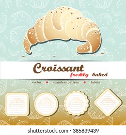 Isolated vector croissant and croissant labels