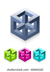 Isolated Vector Cube Illusion