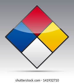 Isolated vector Danger Hazard sign icon with reflection and shadow on background