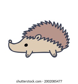 Isolated vector decorative colorful design illustration of a cute cartoon hedgehog. The design is perfect for stickers, badges, decorations, illustrations, cards, logos