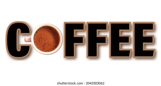 Isolated vector design art of Cocoa drink in white mug isolated on white background, top view