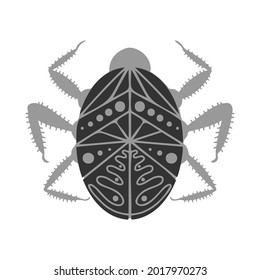 Isolated vector design black and white illustration set of decorative abstract bugs with ornament. The design is perfect for stickers, coloring, badges, logos, icons, advertisements, tattoos.