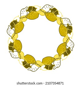 Einzeln Vektordesign bunter, gelbe und grüne Vignettengrafik mit Zitrusfrüchten. Das Design ist perfekt für Aufkleber, Logos, Abzeichen, Illustrationen, Schreibtischfarben.