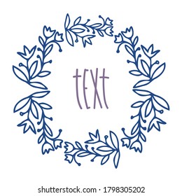 Isolated vector design frame garland of lined decorative abstract flowers on white background. The design is perfectly suitable for clothes design, children decoration, stickers, stationary, tattoos