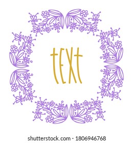 Isolated vector design frame garland of lined decorative abstract flowers on white background. The design is perfectly suitable for clothes design, children decoration, stickers, stationary, tattoos