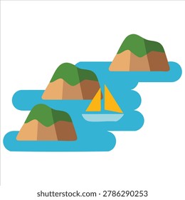 Isolated vector design of Halong Bay landscape for travel and tourism concept on white background
