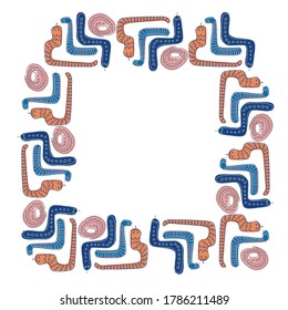 Ilustración de diseño vectorial aislado, marco ornamental de serpientes sobre fondo blanco. El diseño es perfecto para fondos, paquetes, papel de envoltura, papel tapizado, textiles, sábanas
