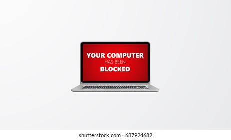 Isolated Vector Design.  Ransomware, Virus, Malware, Hacker Attack Background with Photorealistic Computer