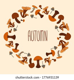 Isolated vector design set of colorful autumn mushrooms. The design is perfectly suitable for clothes design, children decoration, stickers, stationary, tattoos. 