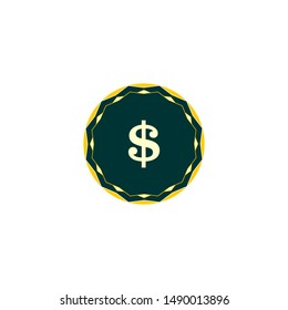 isolated vector dollar ($) sign on flat background. vector coin. coin icon. coin sign