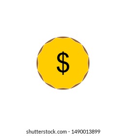 isolated vector dollar ($) sign on flat background. vector coin. coin icon. coin sign