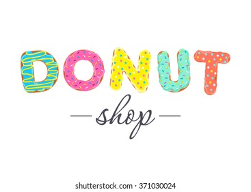 Isolated vector for donut shop and bakery. Can find its application as icon for sweet bar, confectionery room, boutique, store.