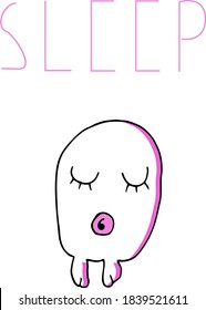 isolated vector doodles with a black line on a white background. emotions. sleeping, angry, smiling, strict, dissatisfied, cunning, freak, scared, sad, excited, calm. different color. pink.