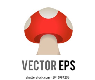 The isolated Vector edible fungus of mushroom icon, depicted as toadstool with white spotted red cap, stem