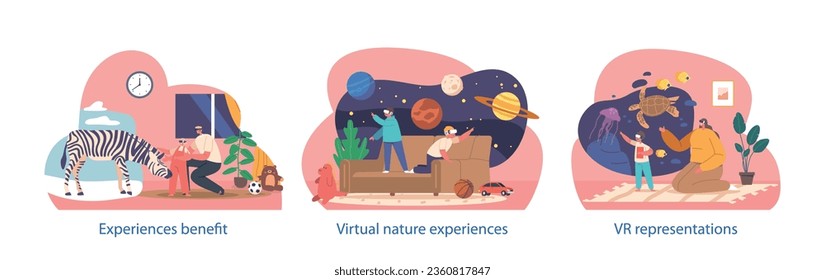Isolated Vector Elements With Characters in Immersive Virtual Reality Study Of Nature, Fostering Environmental Education