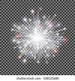 isolated vector fireworks on transparent background