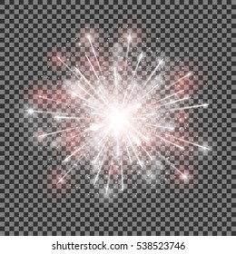 isolated vector fireworks on transparent background