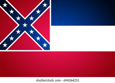 Isolated vector flag of Mississippi. Gradient and glowing version. National state's  symbol. Patriotism and travel theme.