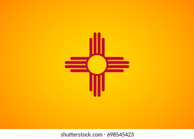 Isolated vector flag of New Mexico. Gradient and glowing version. National state's symbol. Patriotism and travel theme.