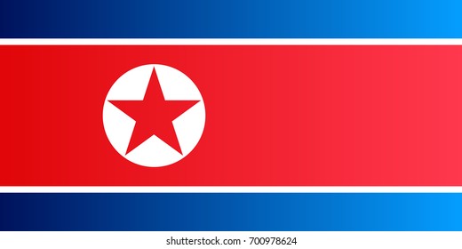 Isolated vector flag of North Korea. Gradient version. National country's symbol. Patriotism and traveling theme.