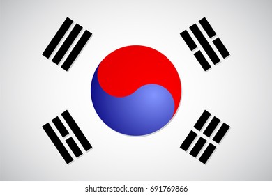 Isolated vector flag of South Korea. Gradient version. National country's symbol. Patriotism and traveling theme.