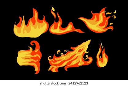 isolated ````Vector flame illustration set