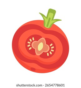 Ilustración plana de Vector aislado de un tomate sobre un fondo blanco. Comida orgánica saludable. Dibujado a mano ilustración. Ideal para recetas, varios diseños. Arte vectorial. Arte lineal. Verduras