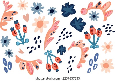 Isolated vector floral autumn elements