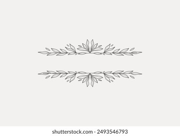 isolated vector floral leaves line divider border for text frame