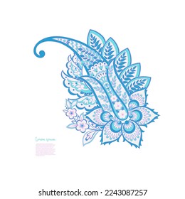 Isolated Vector Floral Paisley. Asian Arabian greeting card design