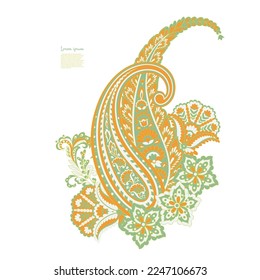 Isolated Vector Floral Paisley. Asian Arabian greeting card design