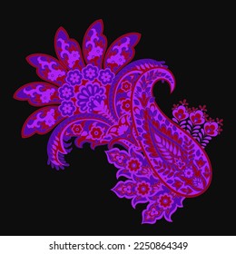 Isolated Vector Floral Paisley. Asian Arabian greeting card design