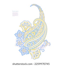Isolated Vector Floral Paisley. Asian Arabian greeting card design