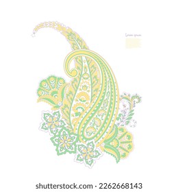 Isolated Vector Floral Paisley. Asian Arabian greeting card design
